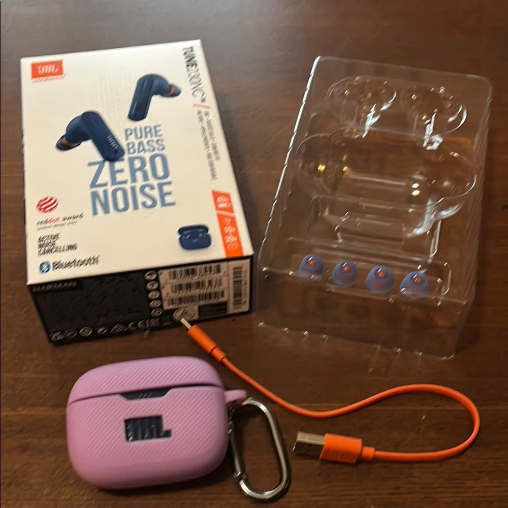JBL TUNE230NC Wireless Bluetooth Earbuds with Pink Charging Case - Navy Blue